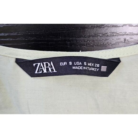 Zara Peplum Cropped Deep V-Neck Halter Top Mint Green Size Small - Picture 8 of 11